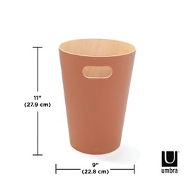 Umbra Wooden Trash Can Wooden Trash Can Stylish Design Simple Round Pail Trash Can 2.5 gal (7.5 L) Dust Box, Interior Decoration, Sierra W 9.1 x D 9.1 x H 11.0 inches (23 x 23 x 28 cm)