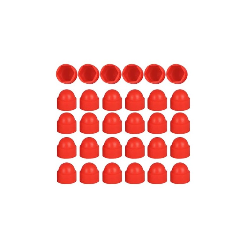 M6 Plastic Nut and Bolt Protection Dome Cover, Red Hex