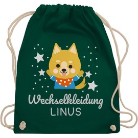 Geschenk mit Namen personalisiert by Shirtracer - Gym Bag Backpack – Nursery Bag Change Items Boys – Changing Clothes Dog, 09 Dark Green, Unit size