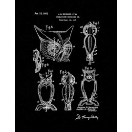 Double-faced Scare-bird Owl Patent Print Black Matte (8.5" x 11") M14941