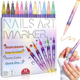 12 Colors Nail Art Pens Set, Lapicero de Esmalte de Uñas Kit Profesional, Lápices para Decorar Uñas para DIY, 0.5mm Nail Art Point Grafiti Pen Set, Rotuladores de Puntos, Diseño de Uñas, Decoraciones DIY