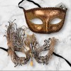 Masquerade Mask Couple Rose Gold Swan Lover 2X Masquerade Mask