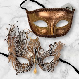 Masquerade Mask Couple Rose Gold Swan Lover 2X Masquerade Mask for Party Ball event