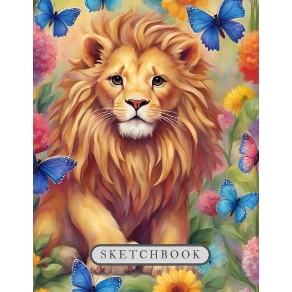 Sketchbook: drawing notebook for kids ages 4-8, The lion