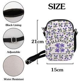 HOLLP Illinois The Violet State Est. 1818 Crossbody Bag Violet Lover Gift Illinois State Travel Gift (ILLINOIS b CA)