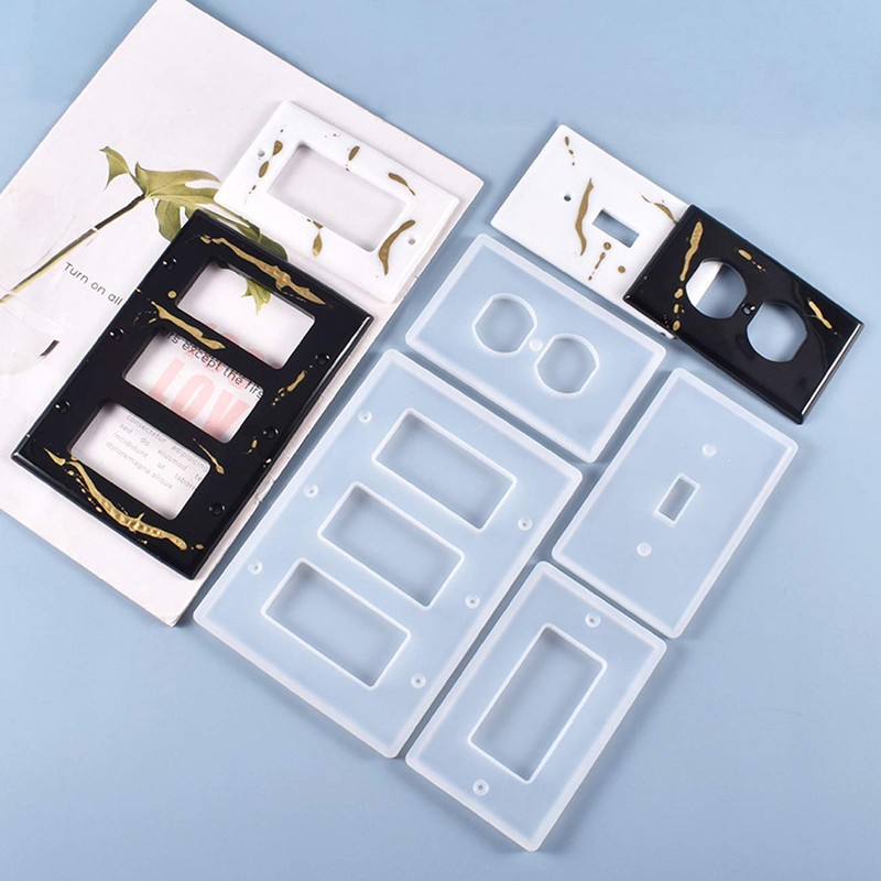 Moukiween Light Switch Cover Resin Mold, 6Pcs Silicone Molds for