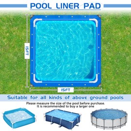 RGJ 15 Ft Pool Liner Pad for Above Ground Pools, Thickened Pool Mat Tarp for Under Pool, Dual-Color Pool Ground Pad Cloth Floor Mat for Pool Bottom, Puncture Protection & Extend Liner Life