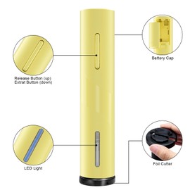 COKUNST Wine Bottle Opener with Foil Cutter, Battery Operated Automatic Corkscrew for Kitchen Party Home Wedding Yellow