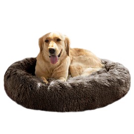 MFOX Calming Dog Bed (L/XL/XXL/XXXL) for Medium and Large Dogs Comfortable Pet Bed Faux Fur Donut Cuddler Up to 25/35/55/100lbs