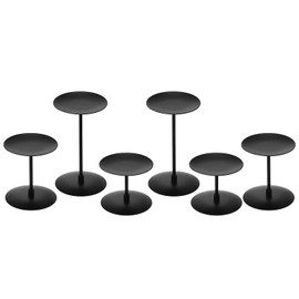 PATIKIL Negro Candelabros Portavelas, 2 Juego Moderno Hierro Vela Plato Candelero para Comedor Mesa Decoración Mesa Centro Hogar Chimenea Fiesta Aniversario