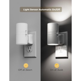 L LOHAS LED Bright Night Light, Night Lights Plug into Wall, Daylight White, Dimmable Nightlight Plug in White Shade, Light Sensor, Decorative LED Nightlights for Hallway Bathroom Kitchen, 2 Pack