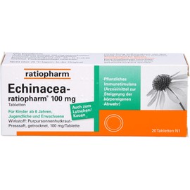 Echinacea-ratiopharm 100 mg tablets vegetable immunostimulant, pack of 20 tablets