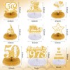 9Pcs 50th Golden Wedding Anniversary Decorations White Gold 50th Golden