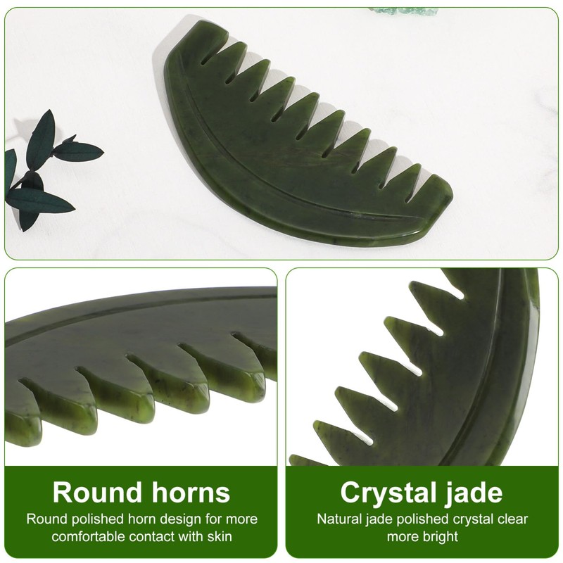 Lurrose Jade Hair Combs Scraping Comb Jade Massage Comb Head