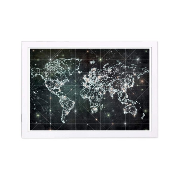 Wynwood Studio Maps and Flags Framed Wall Art Prints 'Mapamundi