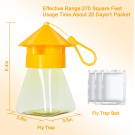 Simashts Reusable Fly Traps Outdoor Hanging with Natural Fly Bait Trap Refill, Reusable Fly Trap Fly Killer Outdoor Fly Catchers