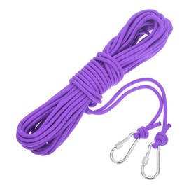 sourcing map 15m Hollow Braided Polypropylene Anchor Rope with Hook, 6mm Nylon Floating Line for Marine Pool Life Boat Anchor Rope, Purple