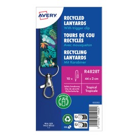 AVERY Zweckform R4828T Lanyard 10 Stück (44x2cm, Kartenhalter mit Karabinerhaken-Sicherheitsverschluss, Schlüsselband für Ausweishülle, Kartenhülle, Namenschilder, Umhängeband, Nackenband) tropical