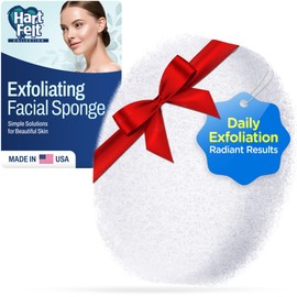HartFelt Round Face Scrubber for Women | Reusable Facial Sponges for Daily Cleansing | Facial Exfoliating Pads for Removing Dead Skin, Dirt & Makeup | Use with Favorite Cream | Made in USA - 1 Count