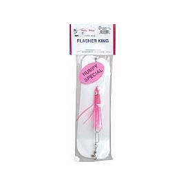 Zak Tackle White Dodger with Squid Humpy Special Fishing Lure, Pink, Large