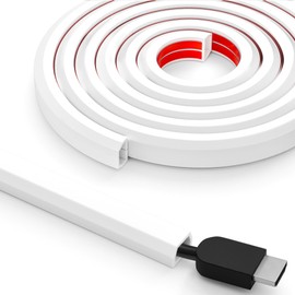 Wall Cord Hider 78in, Soft PVC Cord Covers for Wires on Wall, Small Cable Hider, Self-Adhesive Wire Covers for Cords on Wall/Floor, Wall Cord Concealer for Home/Office, W0.59in x H0.39in White