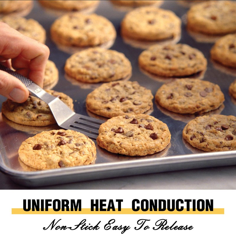 Commercial Quality Baking Sheet Pan Set, Natural Aluminum Cookie Sheet,