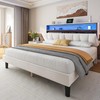 DWVO Full Size Bed Frame with Storage, LED Bed Frame