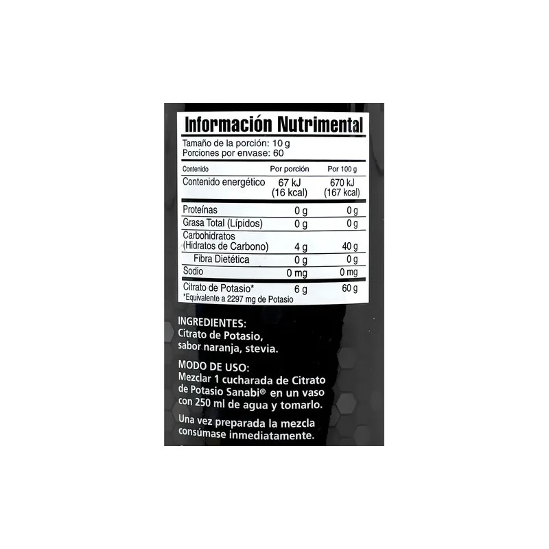 Citrato De Potasio 600 G Naranja Sanabi