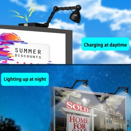 Etzeaxus Solar Sign Lights Outdoor, 60 LEDs Super Bright Billboard Lights, IP65 Waterproof, 3.7V 5200 mAh, Commercial Solar Lights for Real Estate Signs, usiness, Yard Sign Lighting