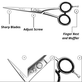 Wishbeauty Hairdressing Scissors for Hair Cutting - Stainless Steel 6 inch Hair Scissor with Sharp Edge Hair Cutting Scissor- Barber Scissors with Pouch for Salon, Home, Men, Women (Silver)