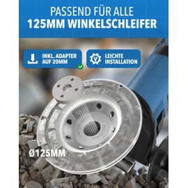 STONE REEF Diamond Cup Wheel [125 x 22.2 x 20] Diamond Grinder, Diamond Cup Wheel 125 mm, Diamond Milling Disc - Grinding Disc for Concrete Processing, Natural Stone Processing, Construction Site