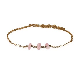 Rose Quartz Beaded Chain Bracelet in Bronze