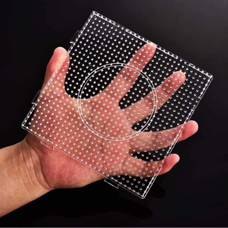 H&W 4PCS 5mm Fuse Beads Boards, Large Clear Pegboards Kits,