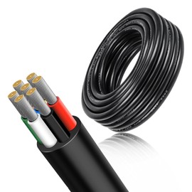 RESHAKE 7 Way Trailer Wire 14 Gauge, Tinned Copper Heavy Duty 7 Conductor Trailer Cable 32.8 FT, 7 Stranded RV Trailer Extension Wire, 14/7 Trailer Wiring Cord Insulated