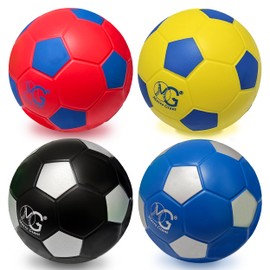 Macro Giant 6 Inch PU Foam Soccer Ball, Red, Blue, Black, Yellow, Set of 4, Kickball, Beginner, Backyard Games