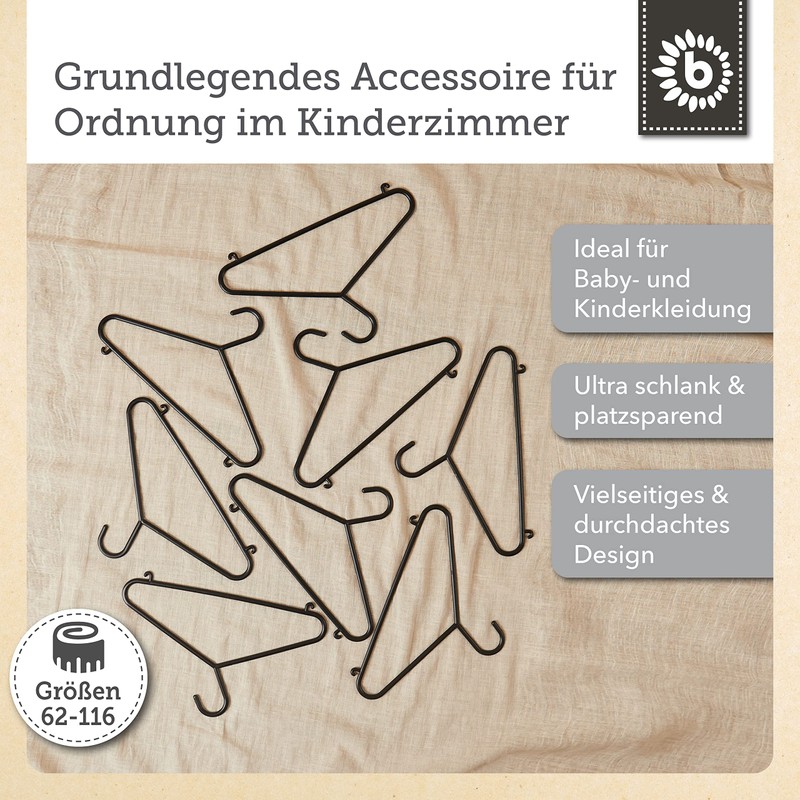 Bieco Children's Coat Hangers, Plain Colours, Packs of 8/16/32