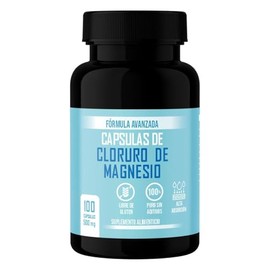 Cloruro de Magnesio en Cápsulas 500 mg | 100 Cápsulas | Alta Absorción | Suplemento Alimenticio | Sin Gluten | Sin Aditivos | 100% Puro | Fabricado en