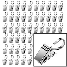 HUAZIZ Pack of 100 Curtain Clips, Clamp Hooks, Metal Clips Hooks, Fairy Lights Hangers, Hooks for Home Decoration, Photos, Craft Display and Accessories for Outdoor Activities (Silver)