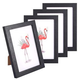 HFDONGL Set of 4 Picture Frames 10 x 15 cm Photo Frames Black Wooden Picture Frame Small Picture Frame Set for Wall Hangings or Table Decoration