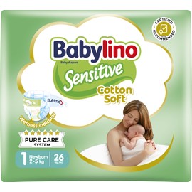 Babylino Sensitive Baby Nappies Size 1 Newborn (2-5kg) 26 Pack