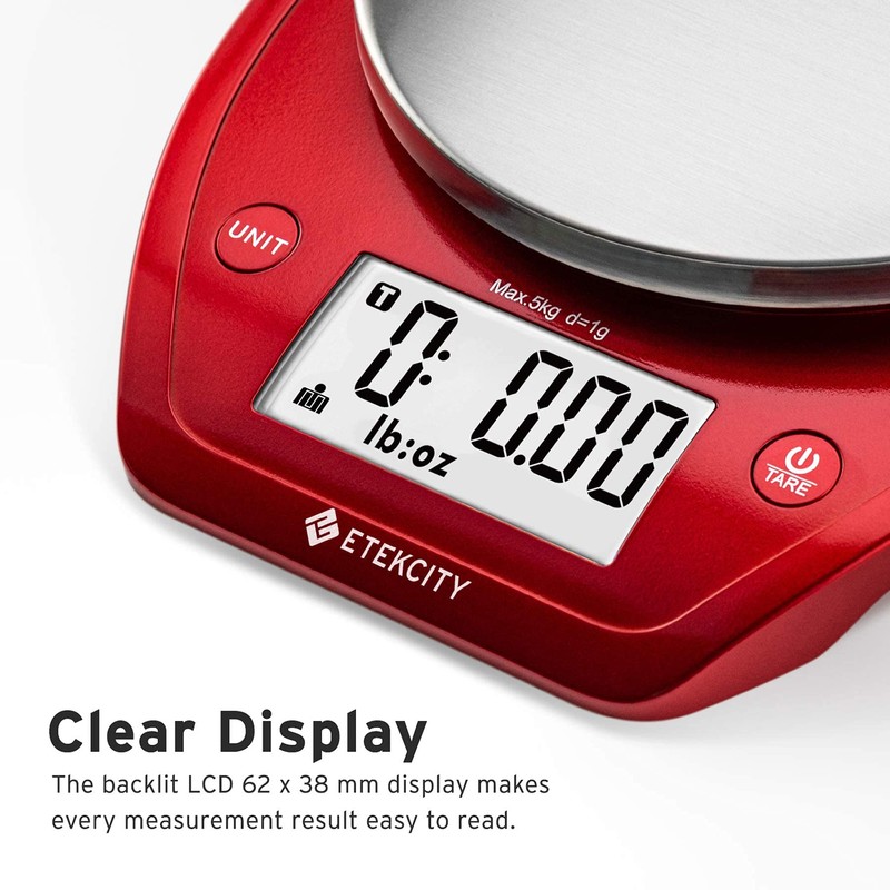 Etekcity Báscula de cocina de alimentos de 0,1 g, tazón,