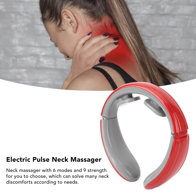 Electric Pulse Neck Massager 6 Modes 9 Strength Rechargeable Neck