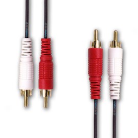 SatelliteSale 2 Male to 2 Male RCA Audio Stereo Composite Cable Universal Wire PVC Black Cord 6 feet