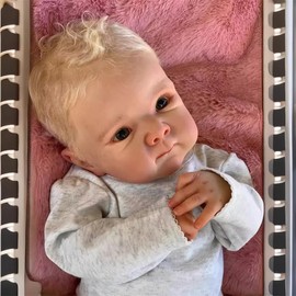 MAIHAO Reborn Baby Dolls Lifelike Blonde Blue Eyes Girl Soft Body That Look Real Life Newborn Baby Dolls Realistic 18 Inch Reborn Doll High-end Gift for Kids Age 3+