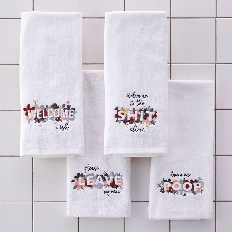 SKL Home Nice Poop Hand Towel, White
