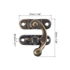 sourcing map 6 Pcs Vintage Lock Clasp, 27 x 32mm Mini Swing Arm Clasp Latch Right Latch Hook Hasp with Screws for Jewelry Box Suitcase Toolbox Wooden Case, Bronze