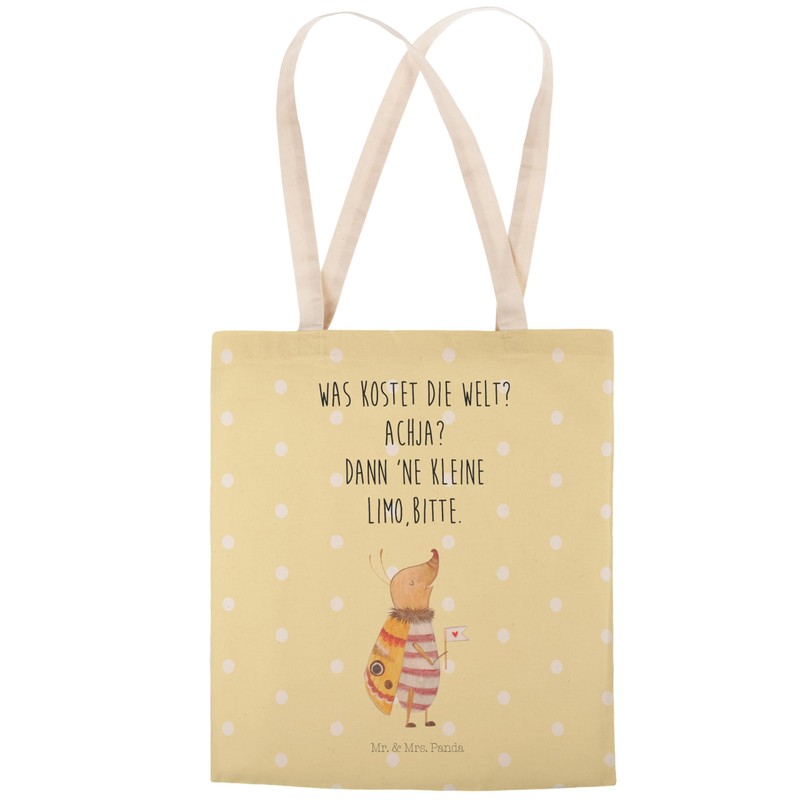 Mr. & Mrs. Panda Moth Shopping Bag with Flag, yellow