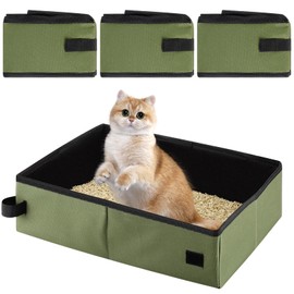 Yeyeplum 3 Pcs Portable Cat Travel Litter Box Collapsible Foldable Waterproof Travel Toilet Litter Tray Waste Carrier for Pet Small Rabbit Guinea Pig Cat