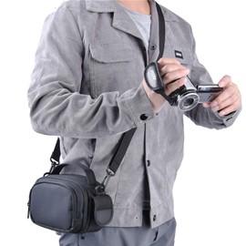 FOSOTO Camcorder Video Camera Shoulder Bag for Handycam Digital Camera Compact Camera for Panasonic HC-V180 V777 / Sony HDR-CX405 CX240E CX625, FDR-AX43 AX53, black, Camcorder Bag