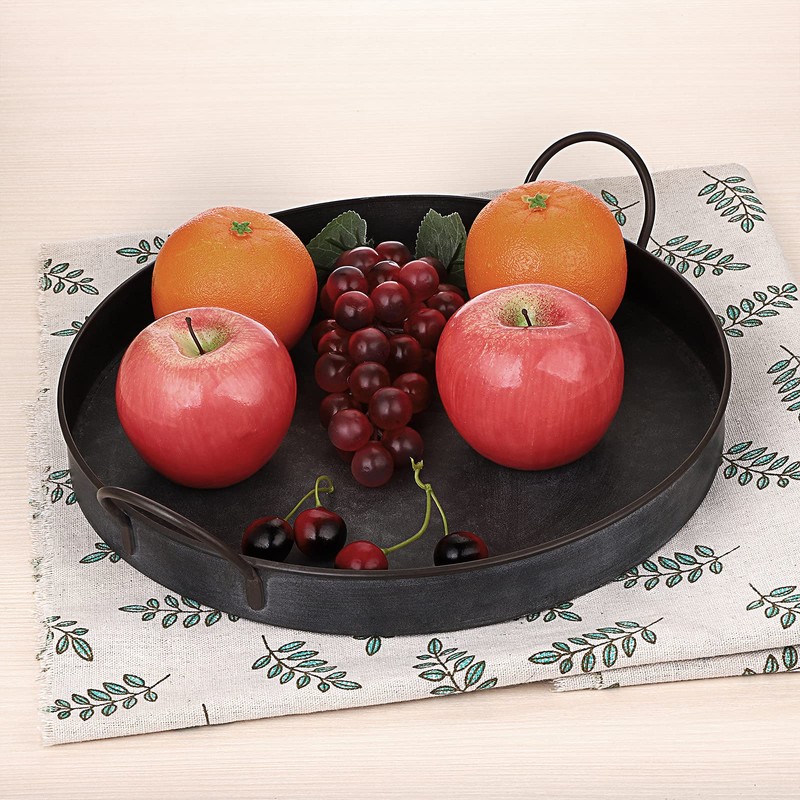 Hipiwe Set of 2 Industrial Style Metal Iron Serving Tray